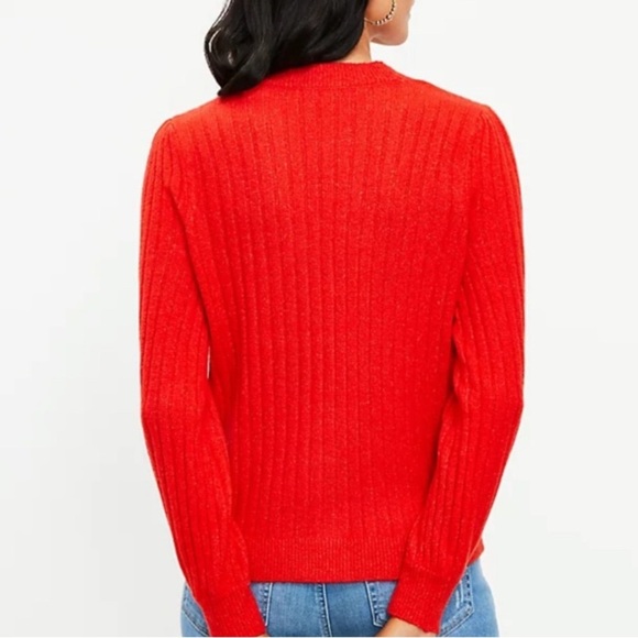 New Heart Button Puff Sleeve V-Neck Cardigan New no tag size L - Picture 3 of 8